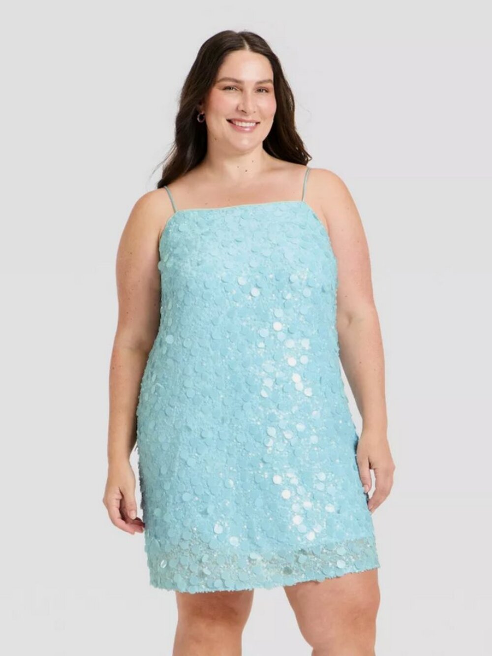 Women's Sequin Mini Shift Dress - A New Day Baby Blue XL